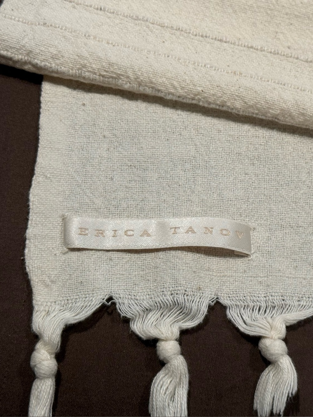 ✨ ERICA TANOV Cream Cotton Lightweight Throw Blanket Bedspread Tablecloth LUXURY